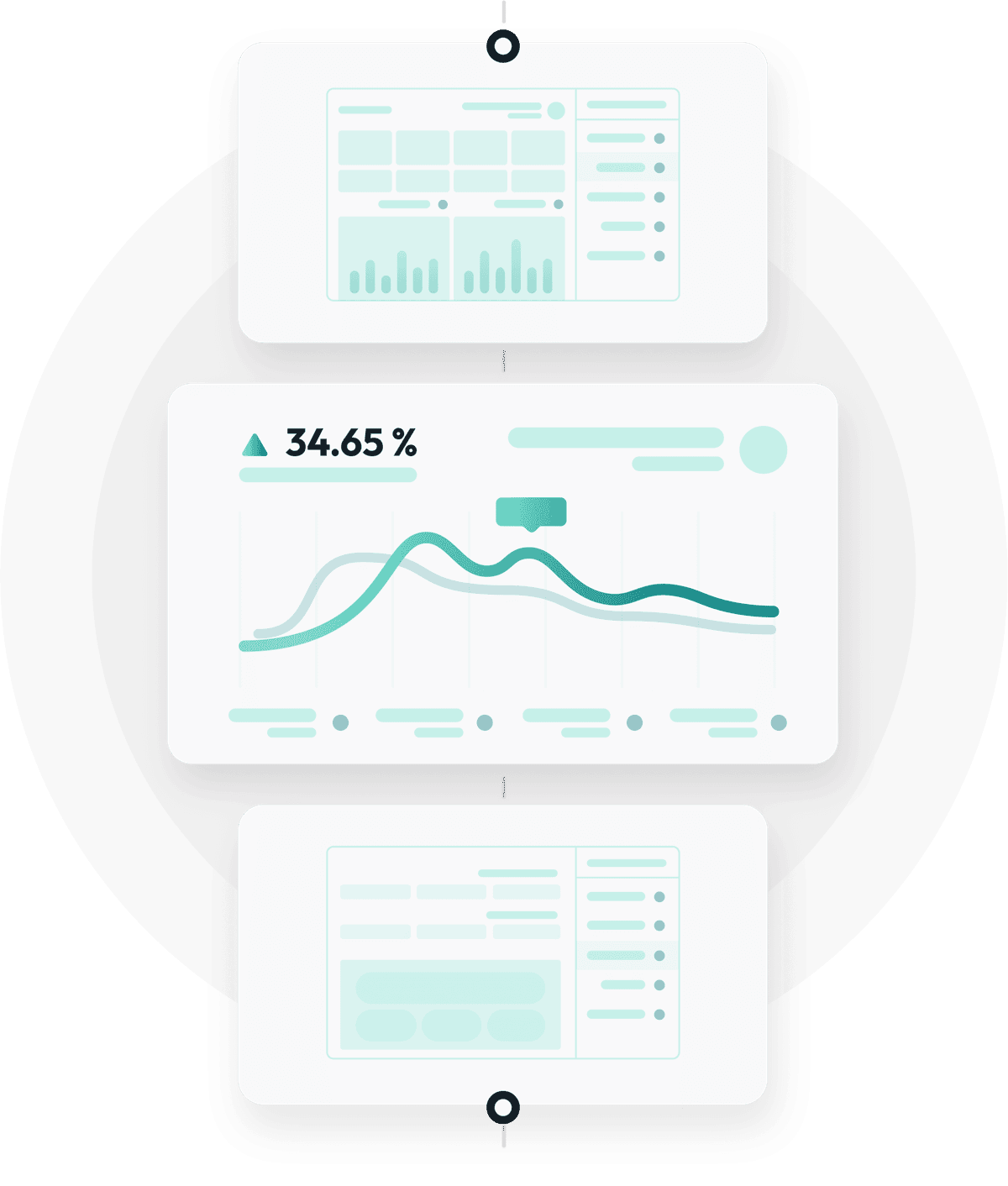 Reports and analytics dashboard with charts and KPIs